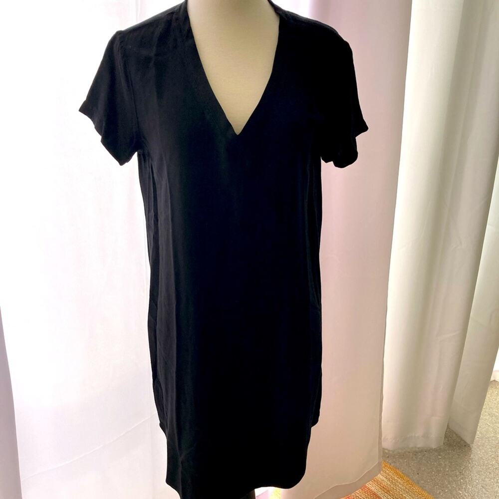 Cloth & Stone Black V-Neck Knit Rayon Dress Size S